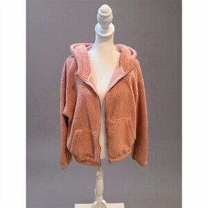 Papaya Jacket Womens Size M Dusty Pink Sherpa Teddy Full Zip Hooded